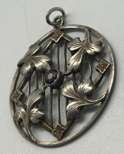 Srebrny wisiorek 900 z ametystem - Zdjęcie 4 z 8