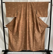 Kimono Japanese Traditional Clothing Brown Floral Pattern Unused New
