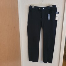 NWT Chaps 8P Short Length Perfectly Slimming Dress Pants Navy Blue Straight Leg