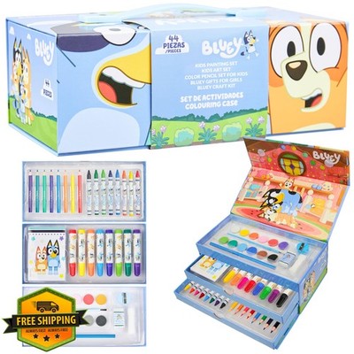 Bluey Colored Pencils Art Kit Blue 3 Tier