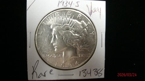 1934-S AU Peace Silver Dollar #3438
