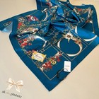 Gucci Floral Print Navy Blue Twill Mulberry Silk Women's Square Scarf 36 x 36 in — photo 5