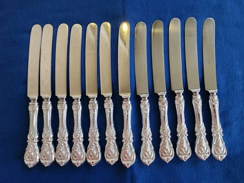 Sterling Silver 12 Old French Hollow Knives Francis I (1907) by Reed & Barton