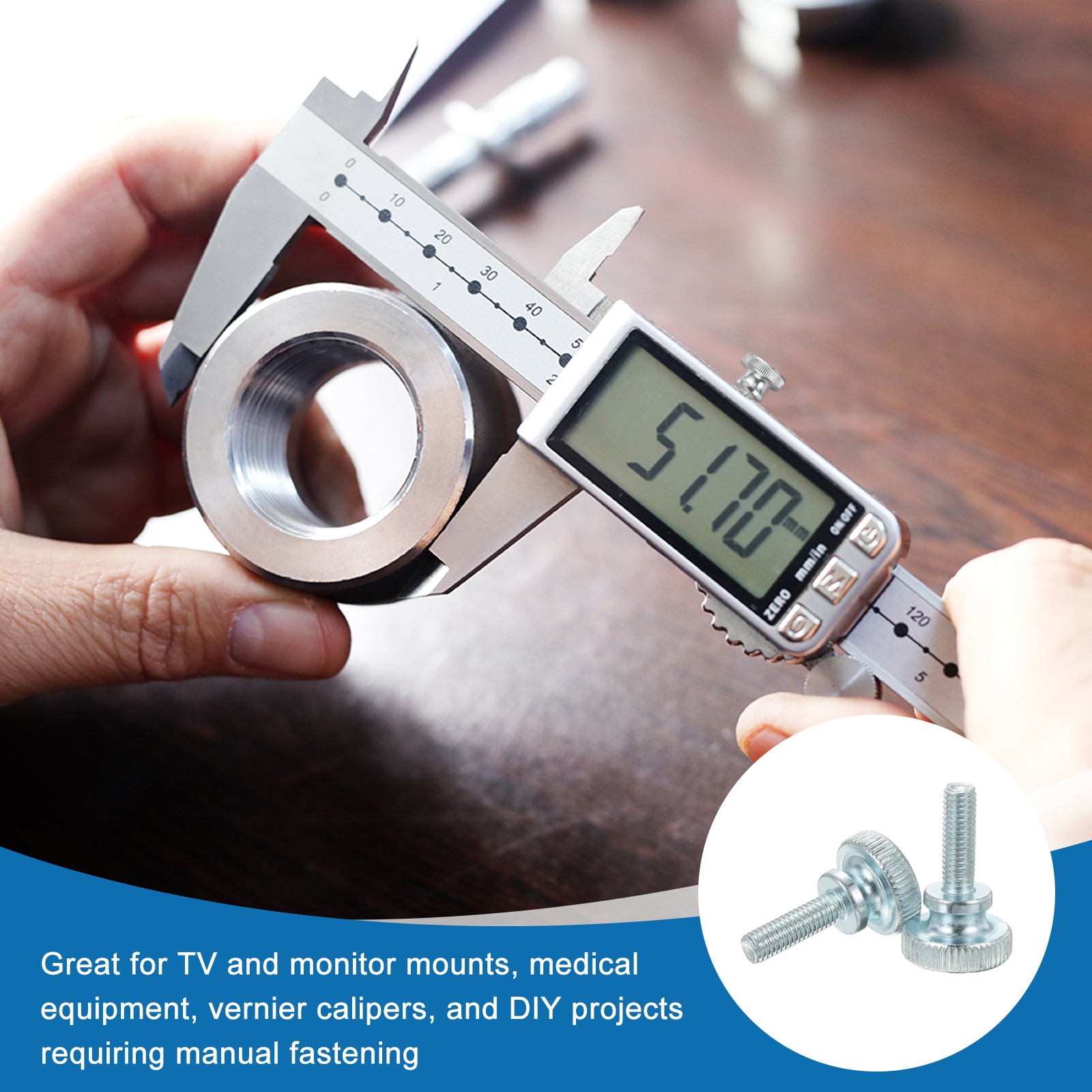 M10 x 25mm 4Pcs Knurled Thumb Screws with Shoulder Grip Knobs for TV Monitor