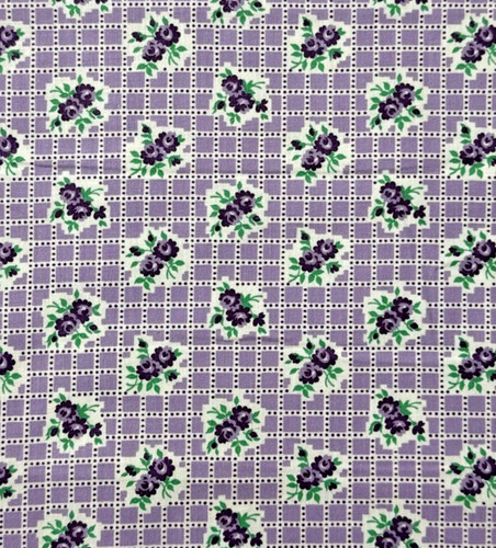 Vintage 1940's feedsack floursack fabric piece 9.5x10" purple flowers