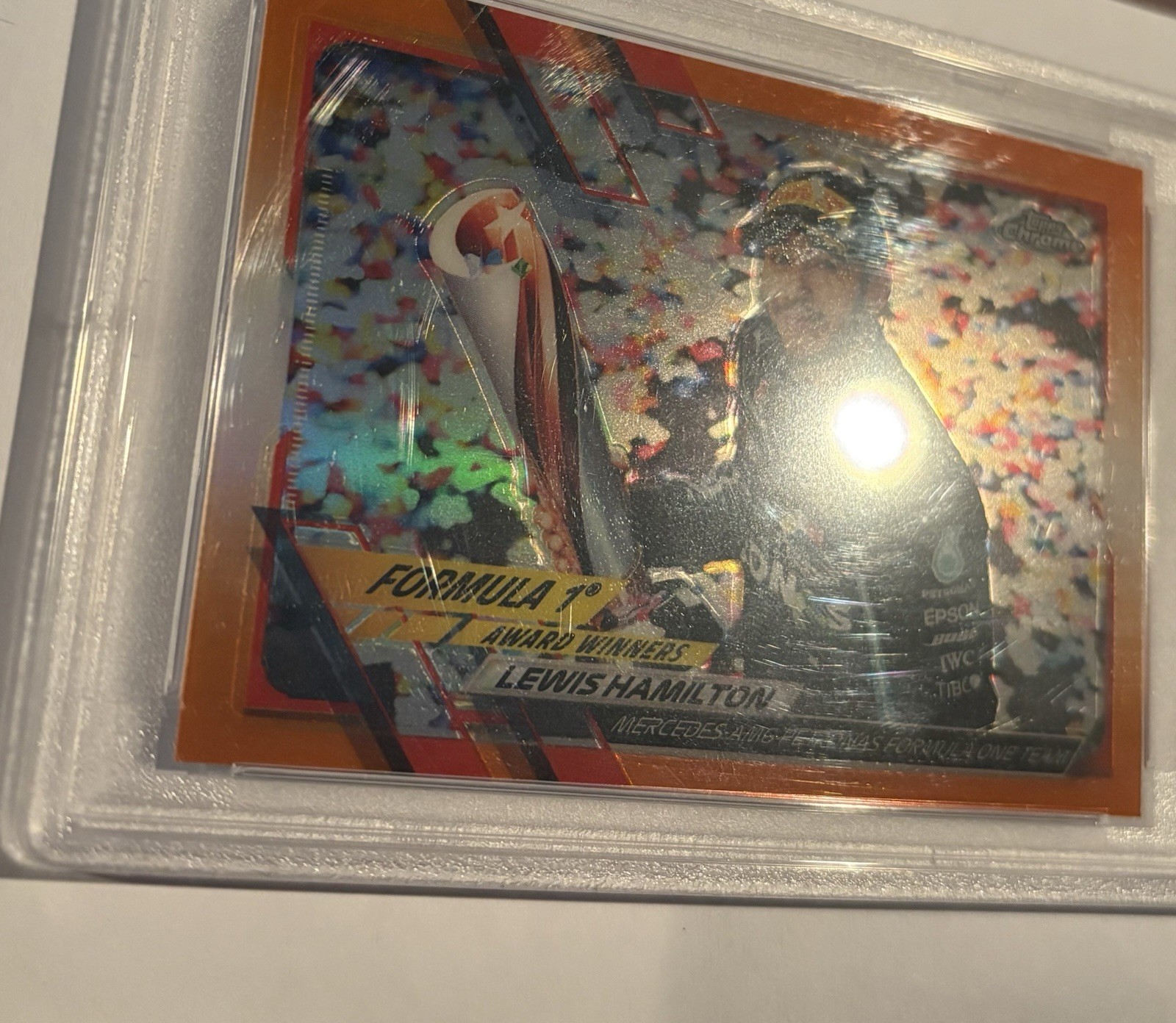 2021 Topps Chrome Racing F1 #171 Lewis Hamilton Orange Red Refractor PSA 10  view 2