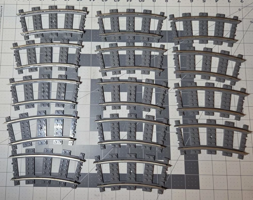 LEGO 10173 - 9V Train Curved Rails Dark Bluish Gray - 2006 Lot of 14 Vintage