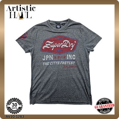 Superdry Herren T-Shirt mit japanischem Motiv grau meliert L Relaxed Fit