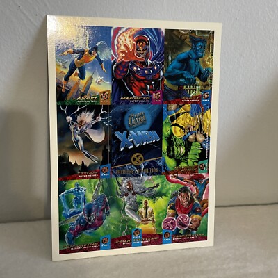 94 fleer ultra x men rare cards 1994 X-men Premiere Uncut 9 Card Promo Sheet Trading 1994 Fleer Ultra Marvel X-Men