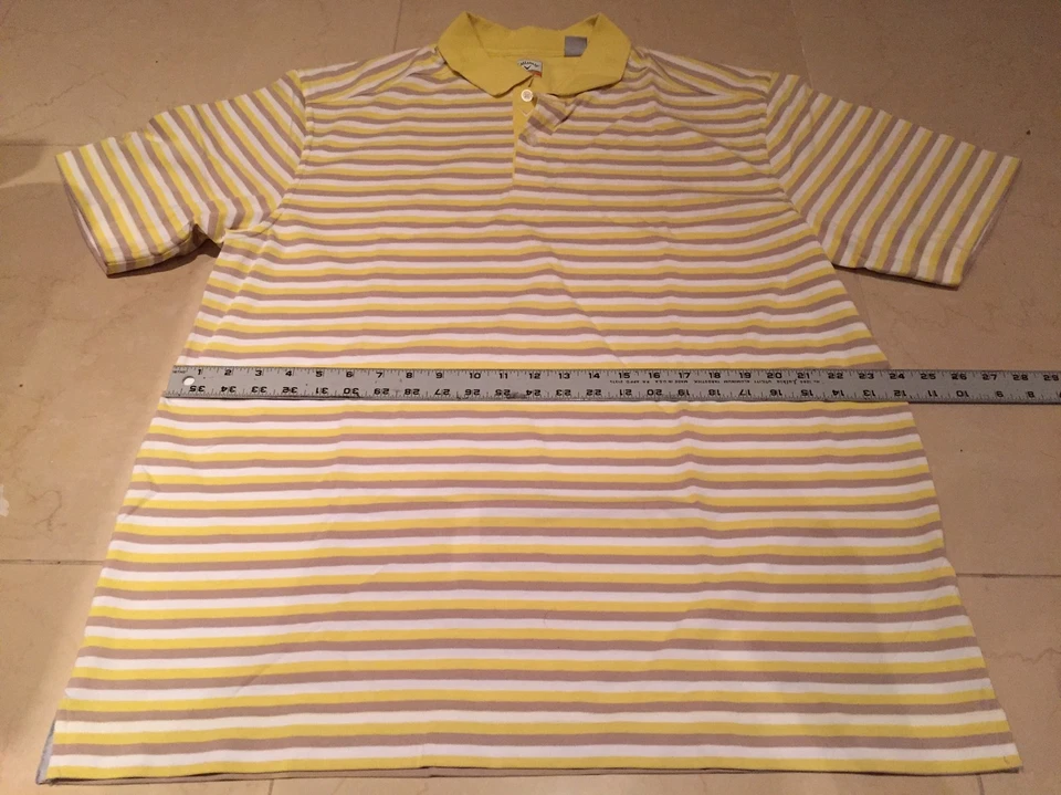 Callaway Yellow Striped Golf Half Sleeve Polo Shirt Mens Size XL - Image 2 of 4