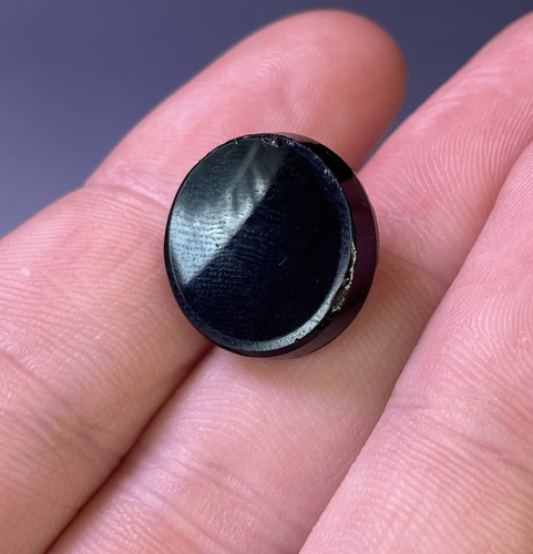 Antique Victorian Amethyst Purple Glass & Brass Mourning Button 19th Early 20th - Picture 5 of 9