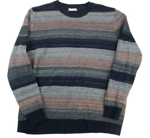 WoolOvers Lambswool Crewneck Sweater Mens Sz 2X Striped Pullover Jumper 2XL XXL