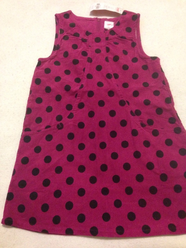 NWT Gymboree 5T, Girls Burgundy Black Polka Dot Dress