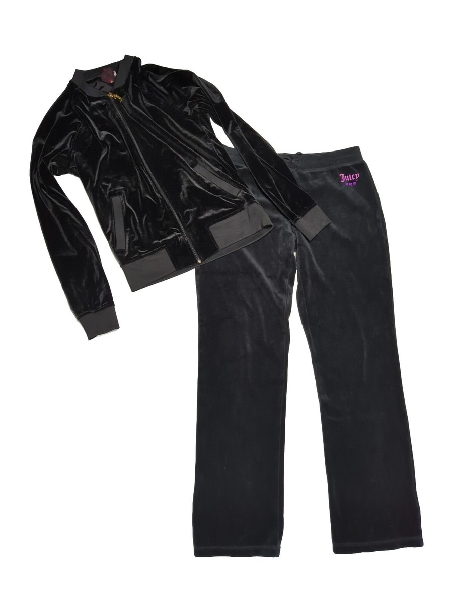 Juicy Couture Black Velour Tracksuit Set Jacket & Pants XS Juicy Couture Black Velour Tracksuit Set Jacket & Pants XS