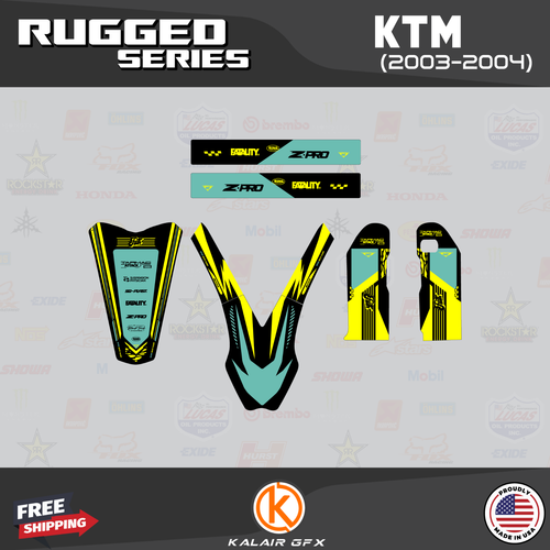 Graphics Kit for KTM SX 125 200 250 450 525 2003-2004 Rugged-Teal - Picture 4 of 6