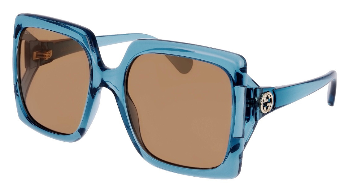 NEW GUCCI Oversize Square Light-Injected Blue Frame Brown Lens
