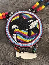 Native American Beaded Orca Native Beaded Medallion Pow Wow Regalia