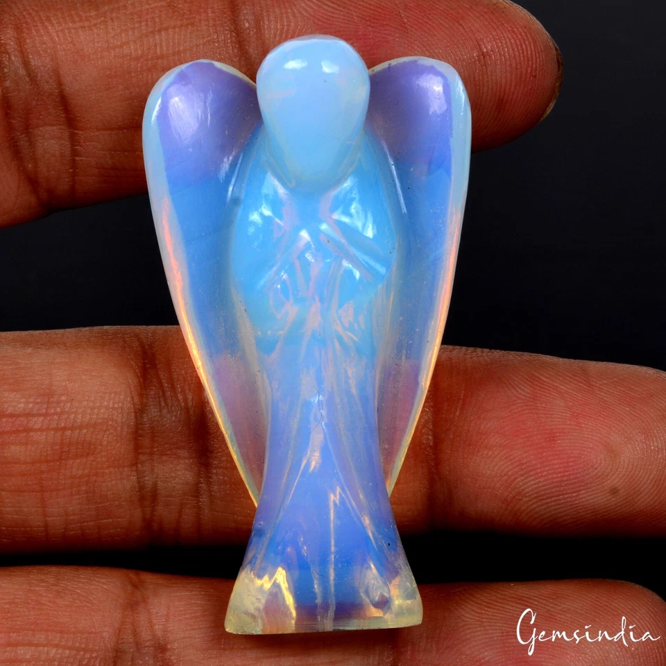 2 Inches Mini Hydro Opal Angel Hand Carving Shining Good Luck Statue~105 Carats - Image 4 of 4