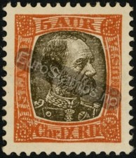 Iceland Official 1902 (AFA 19, MI 19, SC O33) Christian IX 5 aur - MH