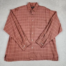 True Grit Shirt Mens Extra Large Brown Orange Western Button Up Long Sleeve