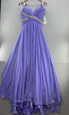 RIVA DESIGNS - Sweetheart Strapless Purple Gown with Rhinestone on bodice Size 6