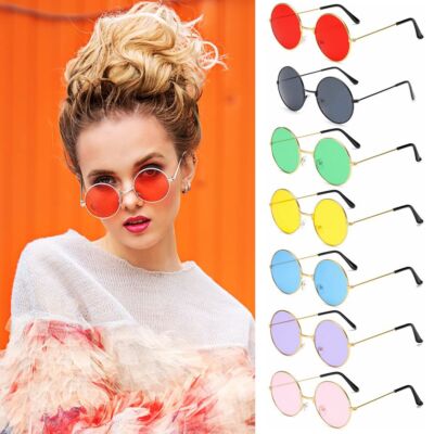 Party Hippie Disco Eyewear Round Sunglasses Metal Sunglasses Circle Glasses