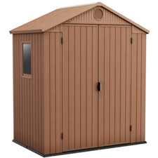 Casetta da giardino 190x122x221h in resina DARWIN 6x4 per esterno colore marrone