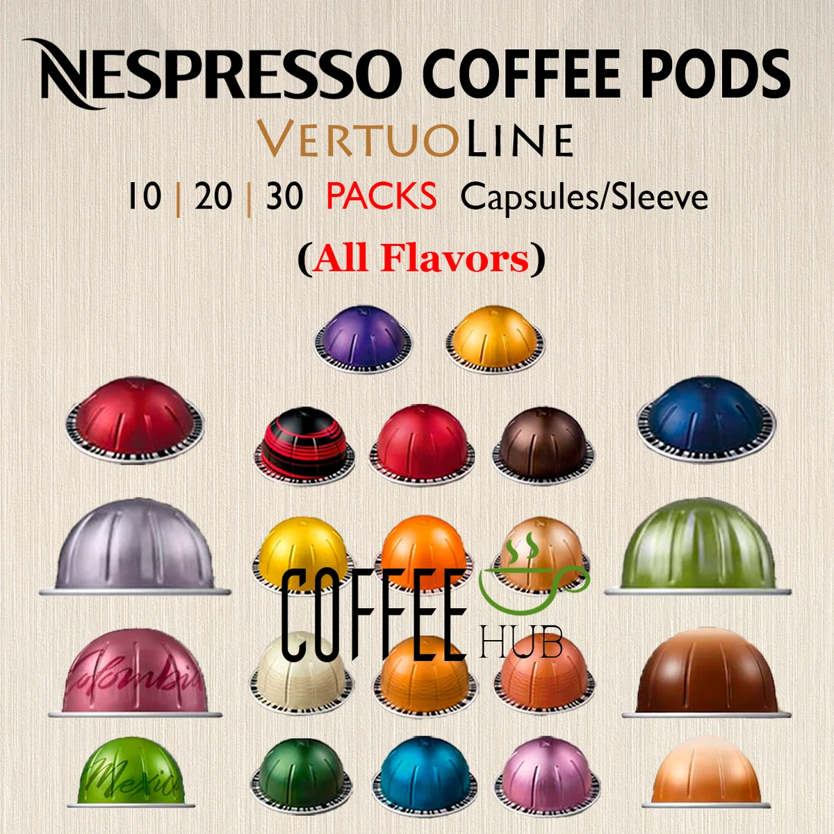 NESPRESSO VERTUO COFFEE PODS CAPSULES X 20 NEW GENUINE CHOOSE FLAVOUR  VARIETY