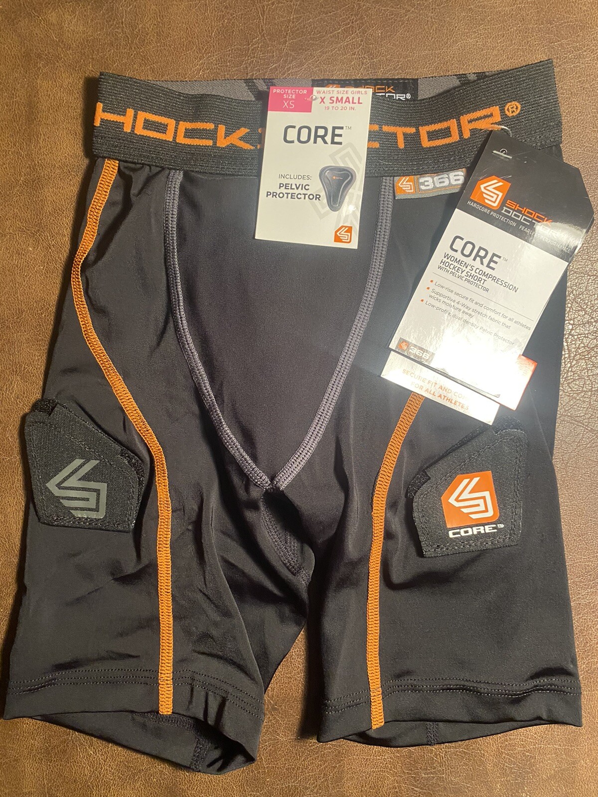 Shock Doctor Girl's Core Hockey Compression Shorts Pelvic Protector Cup XSmall.