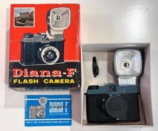 Vintage Diana-F Flash Camera Blue  Black 120mm Format Film w/Box - Untested