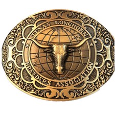Texas OX Bull Head Solid Brass Belt Buckle Western Cowboy Vintage Antique Boucle