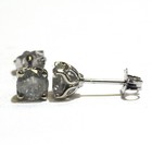 14k white gold 1.16ct I3 gray round diamond 4 prong art deco stud earrings — photo 4