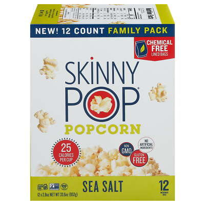 New SkinnyPop Gluten-Free Sea Salt Microwave Popcorn, 2.8 oz, 12 Count