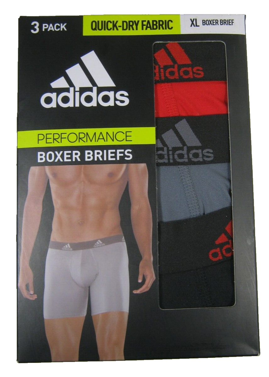 Adidas Mens Performance 3-Pack Boxer Brief Underwear XL Scarlet