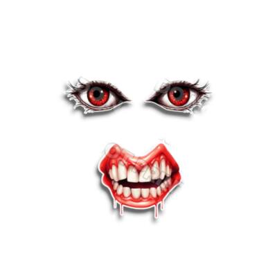 Eyeball Stickers Scary  Bloody Female Eyes Decals Die Cut Full Set Teeth 2Eyes