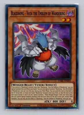 Blackwing Vata the Emblem of Wandering #DABL-EN001 Darkwing Blast Yugioh 1ST ED