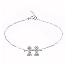 Sterling Silver Cubic Zirconia Stones Girls Chain Bracelet