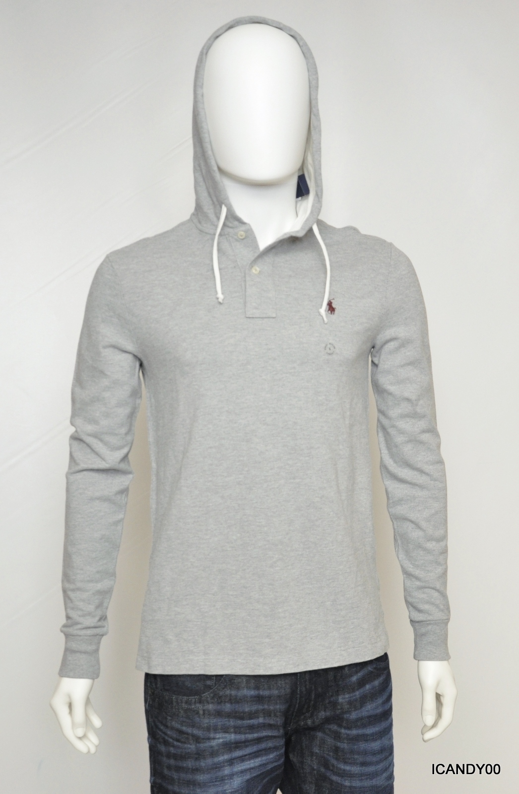 Ralph Lauren POLO Mesh Cotton Button Hoodie Jacket Sweater Top Grey S New |  eBay