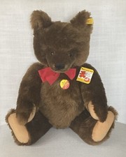 LG VINTAGE STEIFF CHOCOLATE BROWN ORIGINAL TEDDY BEAR, 0206/51, C 1984 unused