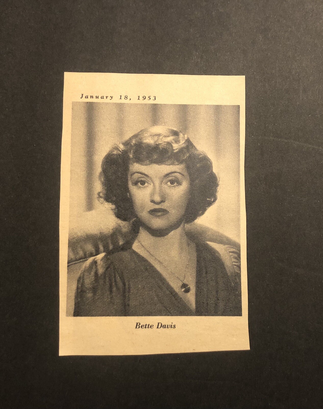 1950’s Actress Bette Davis Hollywood Newspaper Clipping
