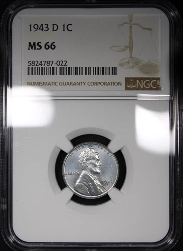 1943-D Steel Lincoln Cent NGC MS66 Nice High Grade Gem PQ+
