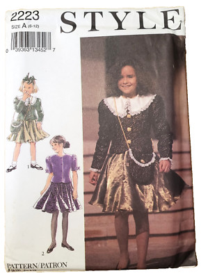 Style Pattern 2223 Girl's/Child Lined Jacket Skirt Bag Sizes 6-12  chest 25''-30''