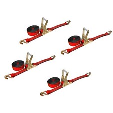 4 Pack Heavy Duty 2" x 30' Ratchet Tie Down Strap w/Wire J Hook WLL 3333 LBS RED