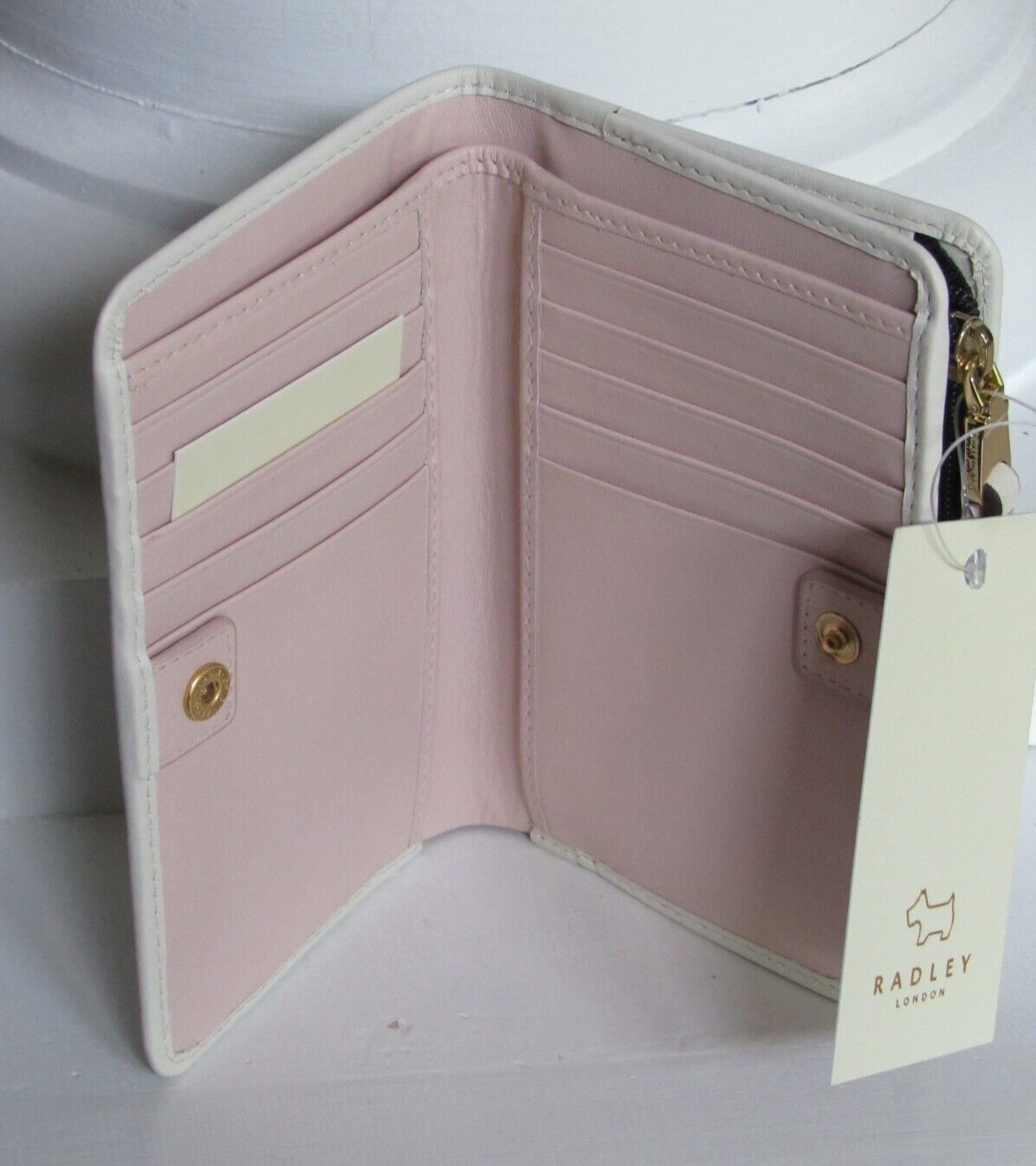 Radley London DISCO FEVER Medium Folded Wallet Purse Light Natural NWT $88