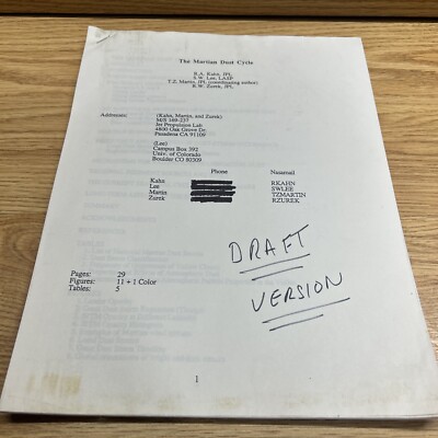 The Martian Dust Cycle Draft Report JPL NASA HTF Space