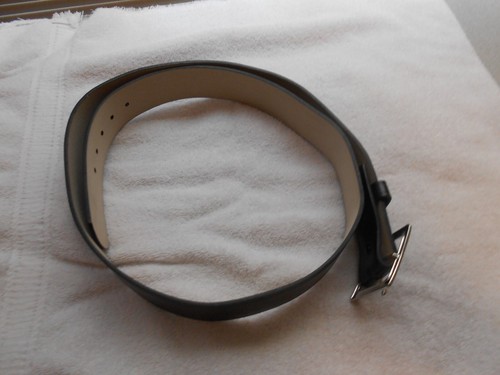 NEU SCHWARZ LEDER GEBUNDEN GÜRTEL STRAPAZIERFÄHIG ARBEITSGÜRTEL 1,75" BREIT GRÖSSE 44" TAILLENGRÖSSE - Bild 2 von 4