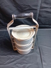 vintage vecchio baracchino porta pranzo contenitore in alluminio