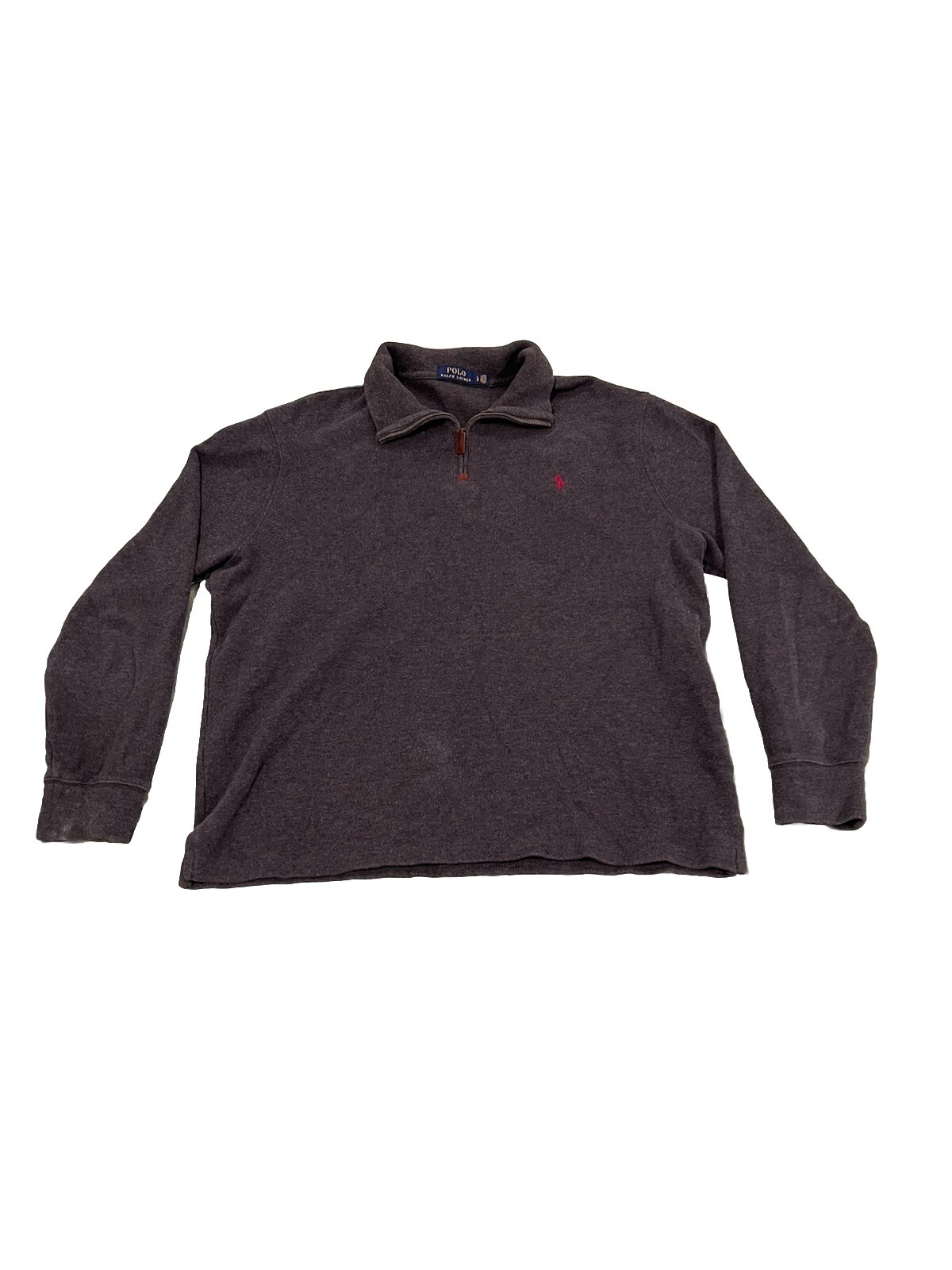 Polo Ralph Lauren maglione uomo grande grigio rosso pony quarto zip felpa