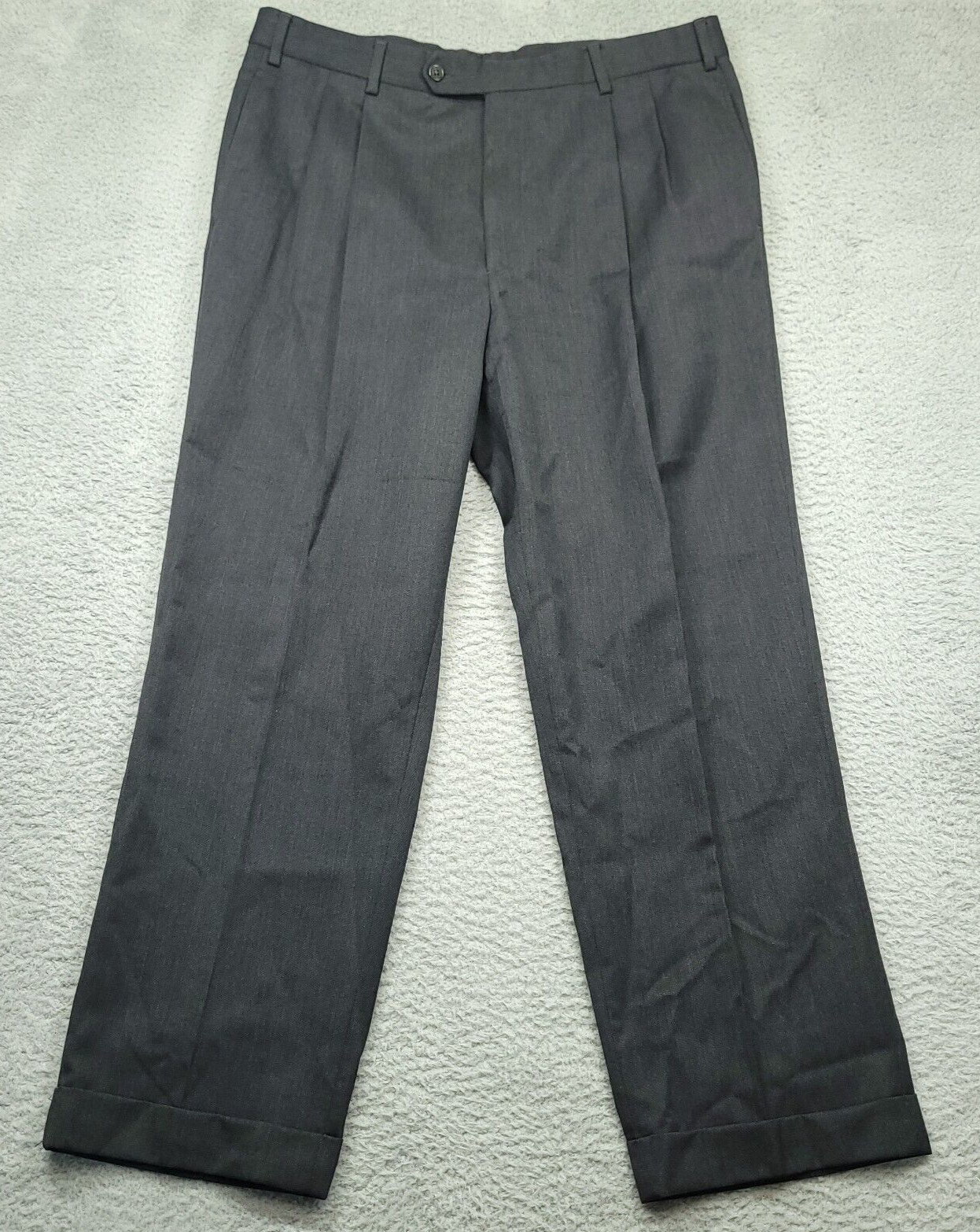 Brooks Brothers Men's 38x30 (36.5x30) Pants Black Pleated Cuffed Wool Trousers thumbnail 2