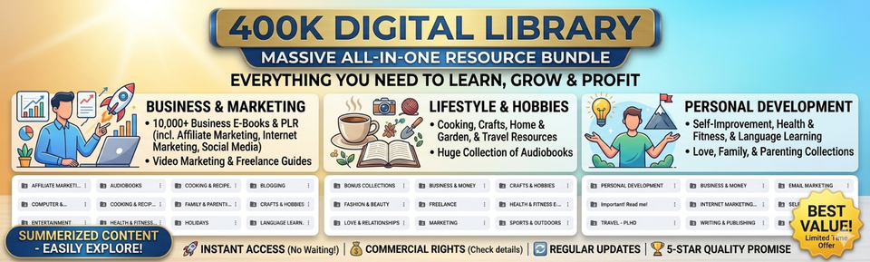 400K DIGITAL LIBRARY | All-In-One Resource Bundle | Business, Hobby ...